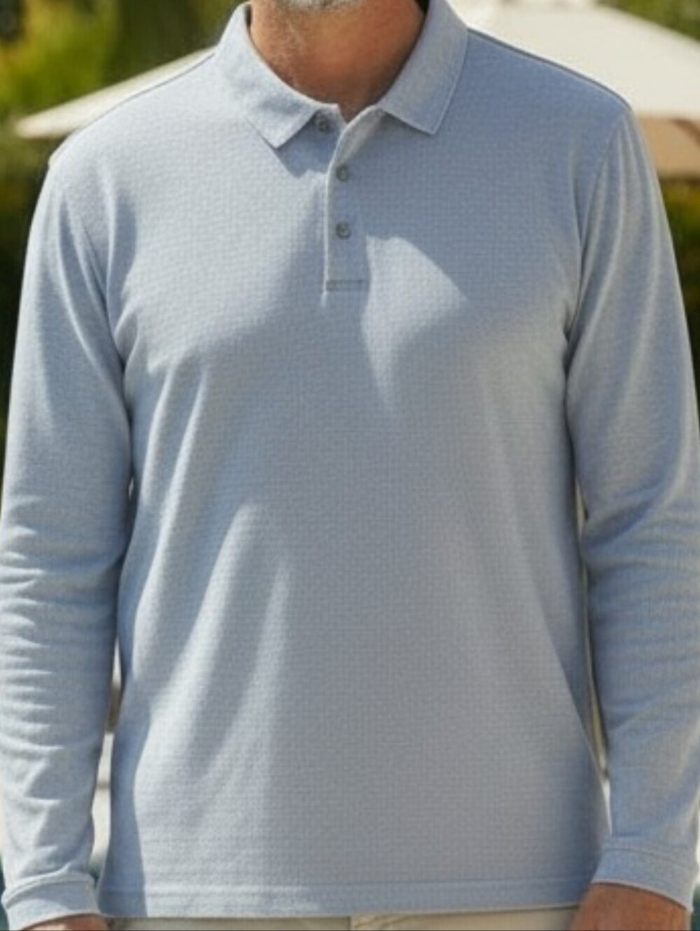 PGA TOUR -Mens PGA Lite Blue Polo Shirt, Long Sleeve, Logo,Moisture Control, XXL